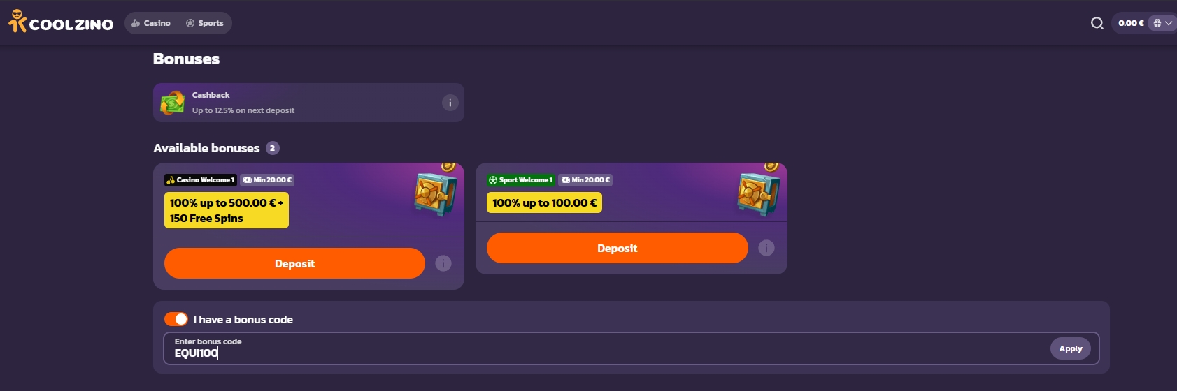 Screenshot CoolZino - Bono Sin Deposito 100 Giros Gratis avec code EQUI100