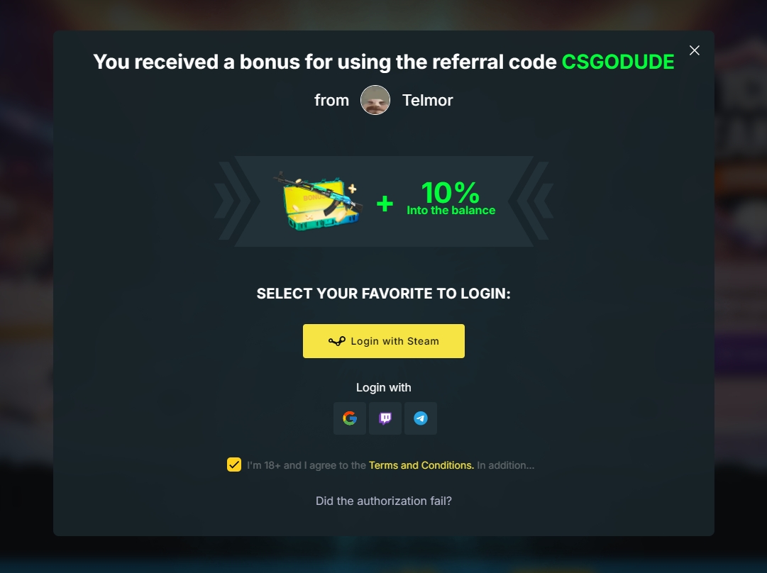 Screenshot CSGOFast - Bono Sin Deposito 1 Giros Gratis avec code CSGODUDE