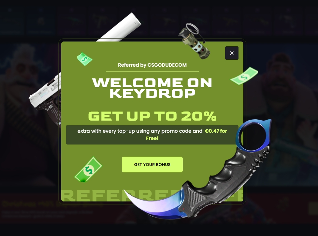 Screenshot Keydrop - Bono Sin Deposito 0.5€ Gratis avec code CSGODUDE