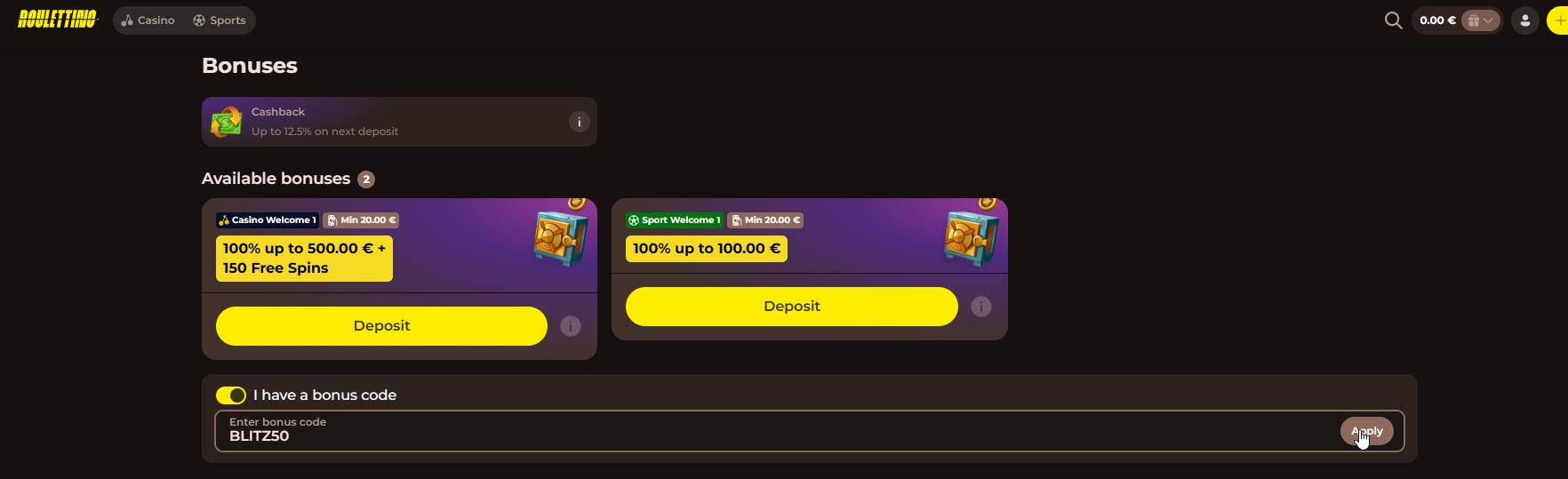 Screenshot Roulettino - Bono Sin Deposito 50 Giros Gratis avec code EQUI50