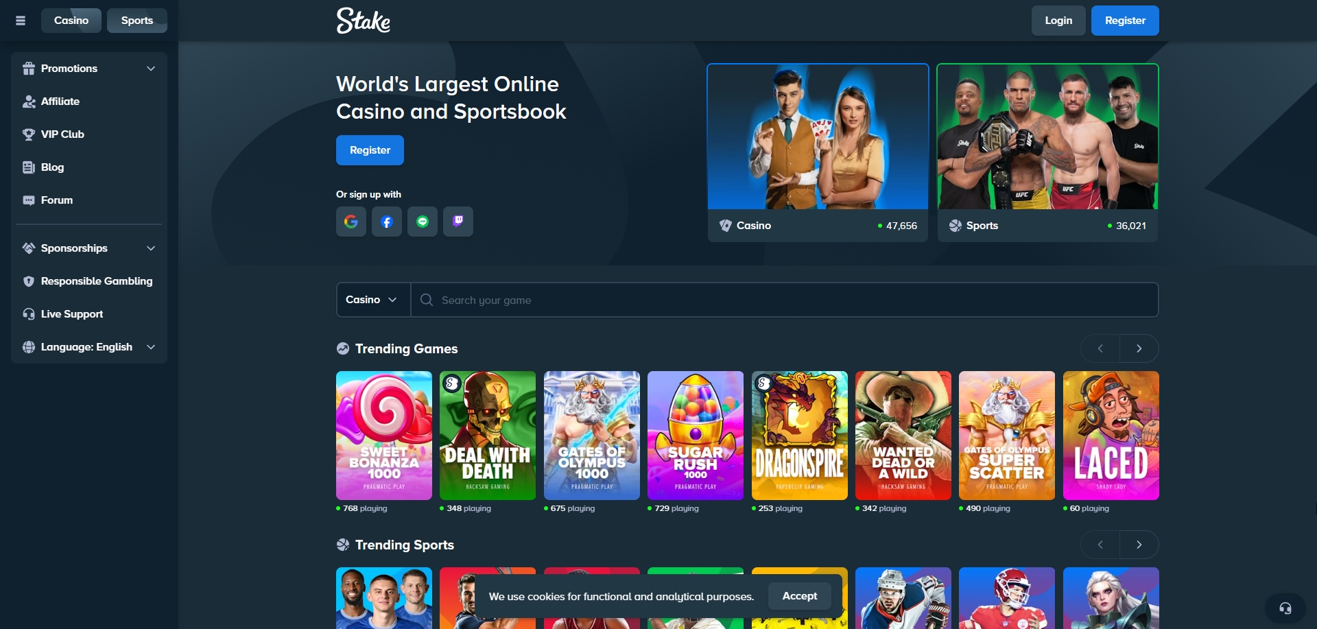 Screenshot Stake - Bono Sin Deposito 7€ Gratis